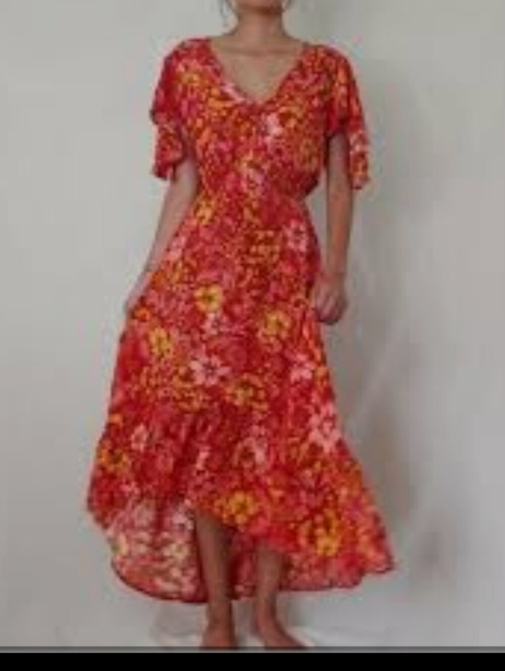 Anthropologie Abel The Label Maple Summer Red Floral Bohemian Maxi Dress XS